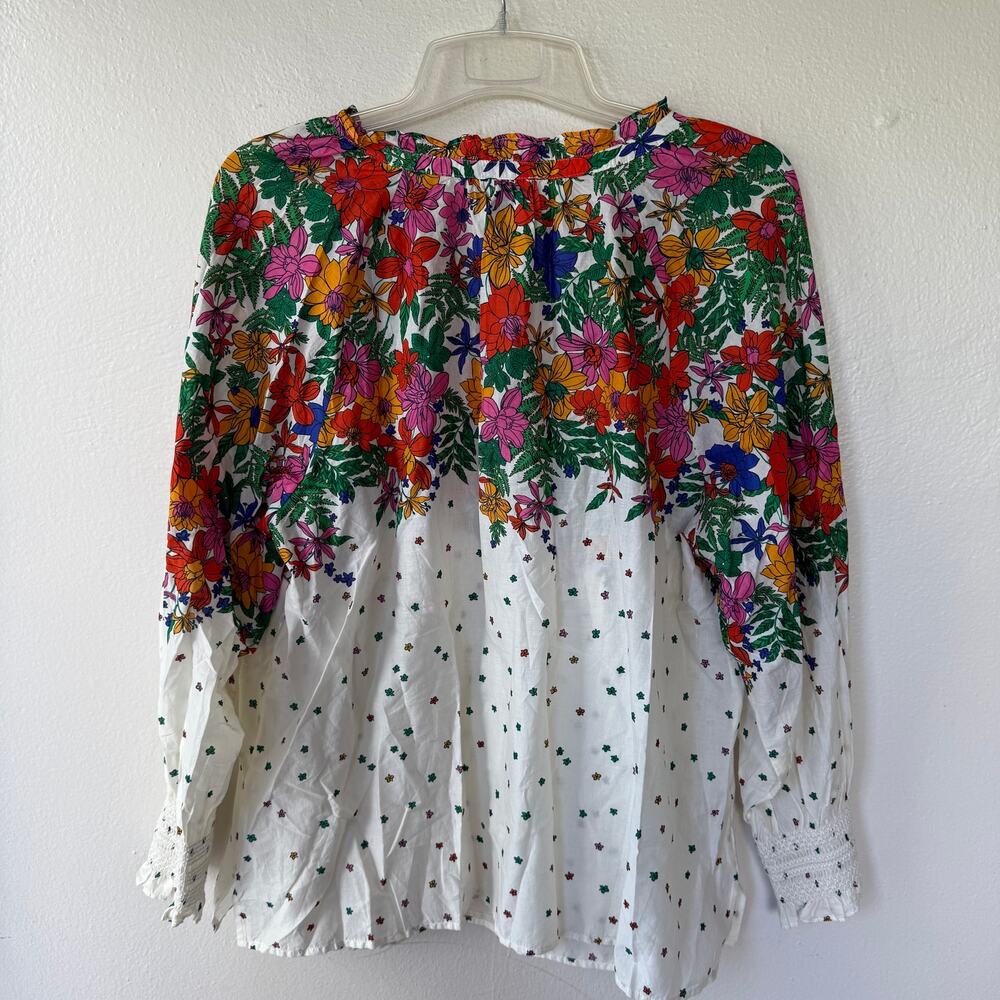 Talbots Floral white multicolored floral Boho Blouse Size 2X - Picture 7 of 9